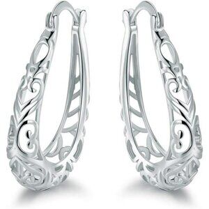 18K gold plated filigree hoop earrings large gold hoops lightweight jewelry